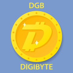 Digibyte Coin cryptocurrency blockchain icon. Virtual electronic, internet money or cryptocoin symbol, logo