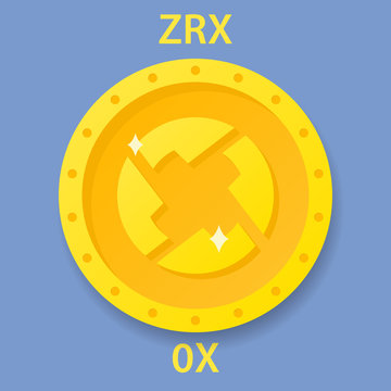 ZRX Coin cryptocurrency blockchain icon. Virtual electronic, internet money or cryptocoin symbol, logo