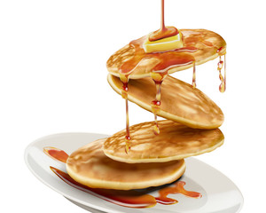 Delicious fluffy pancake - obrazy, fototapety, plakaty
