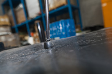 Ribbon slitter in a TTR wharehouse and production factory