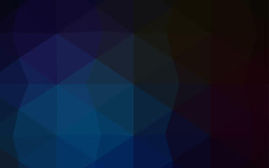 Dark BLUE vector shining triangular backdrop.