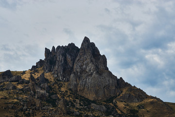 Five fingers mountain. Famous rocky mountain peaks in Azerbaijan