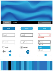 Light BLUE vector design ui kit with curved circles.