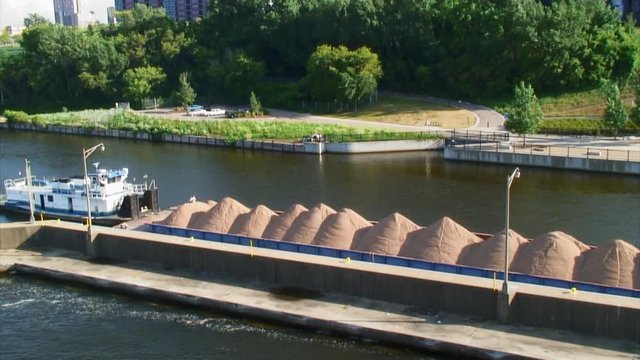 Barge Going Upstream Mississippi, Minneapolis