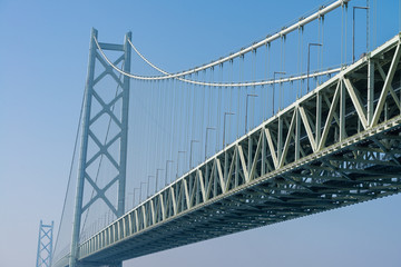 Akashi Kaikyo bridge, world longest suspension metal bridge in Kobe, Japan