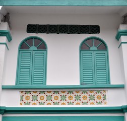 Facade of a traditional peranakan style chinese shop house 