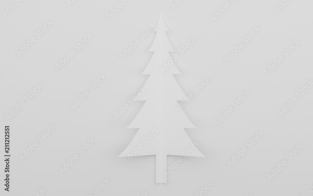 Poster paper art scene of pine tree on flat background,Minimal concept of forest,3D rendering