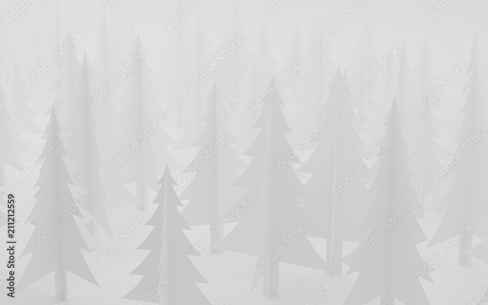 Aufkleber paper art scene of pine tree on flat background,Minimal concept of forest,3D rendering
