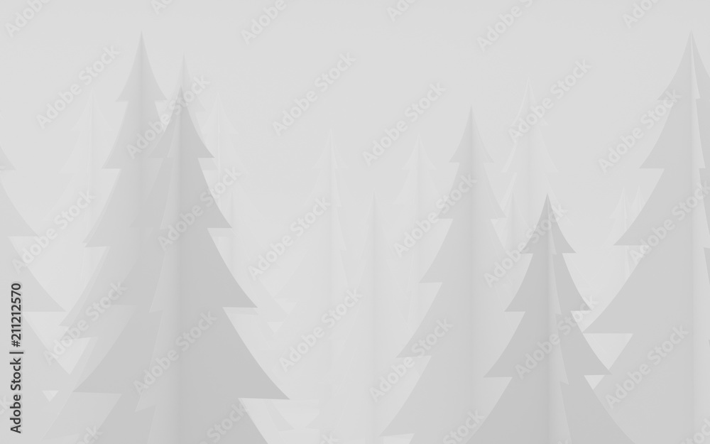 Poster paper art scene of pine tree on flat background,Minimal concept of forest,3D rendering