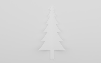 paper art scene of pine tree on flat background,Minimal concept of forest,3D rendering