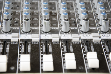 Close up audio control desk