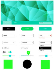 Light Green vector ui kit in polygonal style.