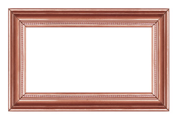 Pink gold picture frame isolated.