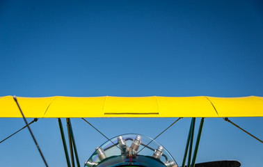 Yellow top wing of a WWI biplane