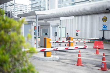 entrance to parking lot, Barrier on the car parking.