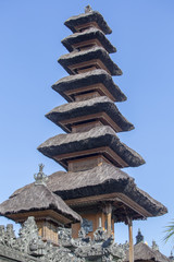 Traditional balinese roofs in hindu temple of Bali Island, Indonesia. Travel and architecture background