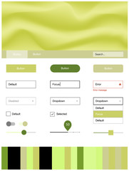 Light Green, Yellow vector ui ux kit with lines, ovals.