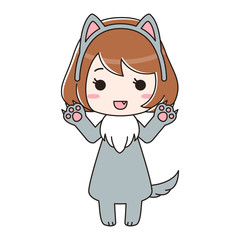 ハロウィン　オオカミのコスプレ　がおー