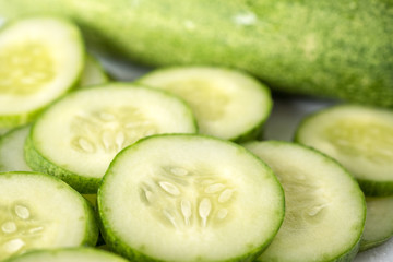 Fresh cucumber slices background