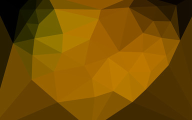 Dark Green, Yellow vector polygon abstract layout with a heart in a centre.