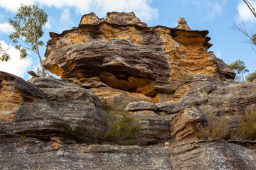 The surrounding escarpments and rock mountains at Dobbies drift lookout over lithgow new south wales australia on 15th June 2018