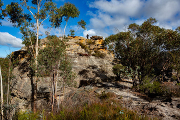 The surrounding escarpments and rock mountains at Dobbies drift lookout over lithgow new south wales australia on 15th June 2018