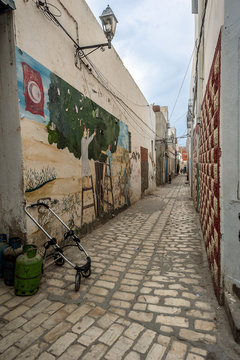 Tunisia, Sousse. The streets of the old city (Medina), paved with natural stone.