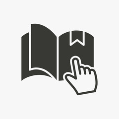 E-learning education icon. Learn, Academic study symbol. Simple pictogram for graphic and web design. Black vector illustration isolated on white.