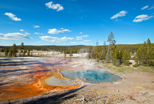 Firehole Spring on Firehole Lake Drive in Yellowstone National Park in Wyoming United States