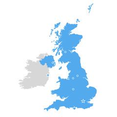 Great Britain map - United Kingdom, Scotland and Ireland contour