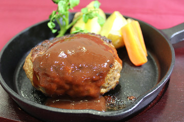 手ごね生ハンバーグ料理