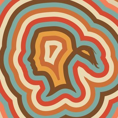 Little girl profile silhouette. Cute adolescent girl portrait. Silhouette with few outline copy