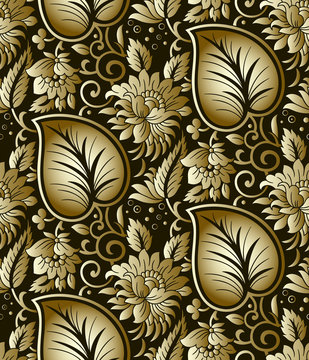 Seamless golden floral background
