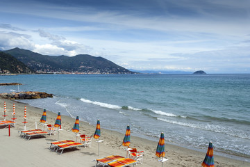 Laigueglia Beach With Sun Loungers