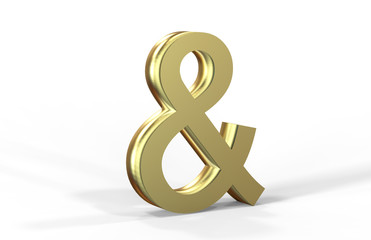Ampersand sign on isolated white background, 3d illustration
