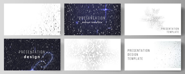 Fototapeta na wymiar The minimalistic abstract vector layout of the presentation slides design business templates. Binary code background. AI, big data, coding or hacker concept, digital technology background.