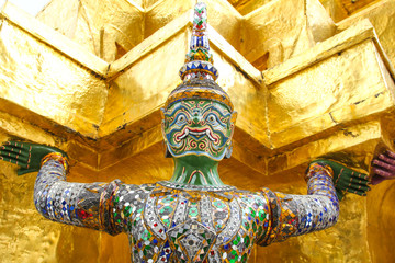 Demon Guardian at Wat Phra Kaew ,The Temple of Emerald Buddha in Bangkok, Thailand