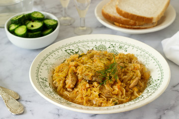A traditional dish of some European countries is bigos made from cabbage, other vegetables and meat.