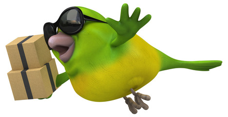 Fun green bird - 3D Illustration