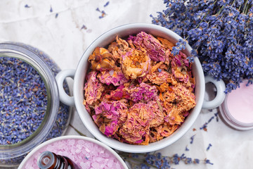 Dried lavender on the table