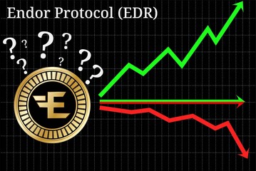 Possible graphs of forecast Endor Protocol (EDR) cryptocurrency - up, down or horizontally.  chart.