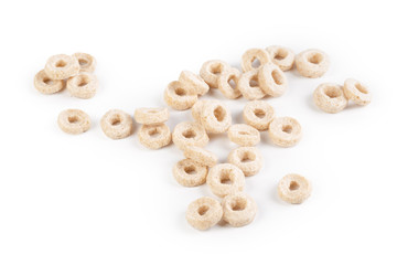 Corn rings for breakfast isolated on white background