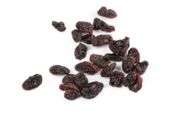 Dark raisins isoalted on white background