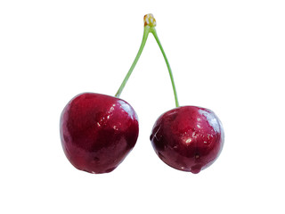 Red cherry isolated on white background