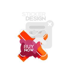 Flat design cross shape geometric sticker icon, paper style design with buy now sample text, for business or web presentation, app or interface buttons