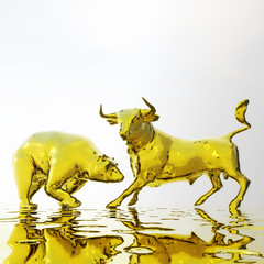 Digital Illustration of Bull and Bear