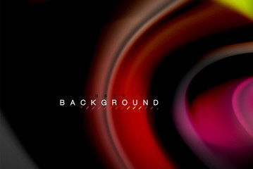 Fluid liquid colors design, colorful marble or plastic wavy texture background, glowing multicolored elements on black, for business or technology presentation or web brochure cover design, wallpaper