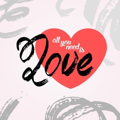 Fototapeta premium Heart love shape sticker. All you need is love text