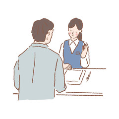 Obraz premium 手続きをする男性 イラスト 