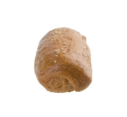 bread, homemade whole wheat bread on a white background